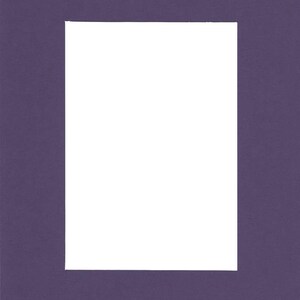 May include: A purple mat with a white rectangle in the center. The mat is a standard size for framing photos or artwork.