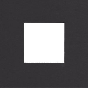 May include: A black square with a white square in the center.