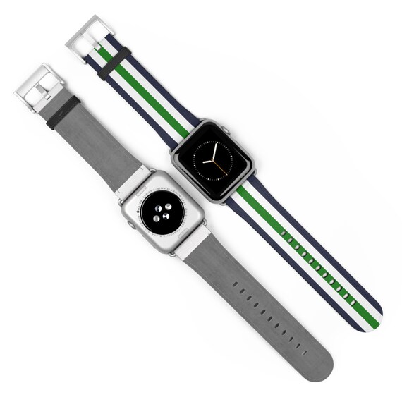 Navy Blue White Green Nautical Apple Watch Band Ultra Series 1 2 3 4 5 6 7 8 9 and SE devices replacement strap