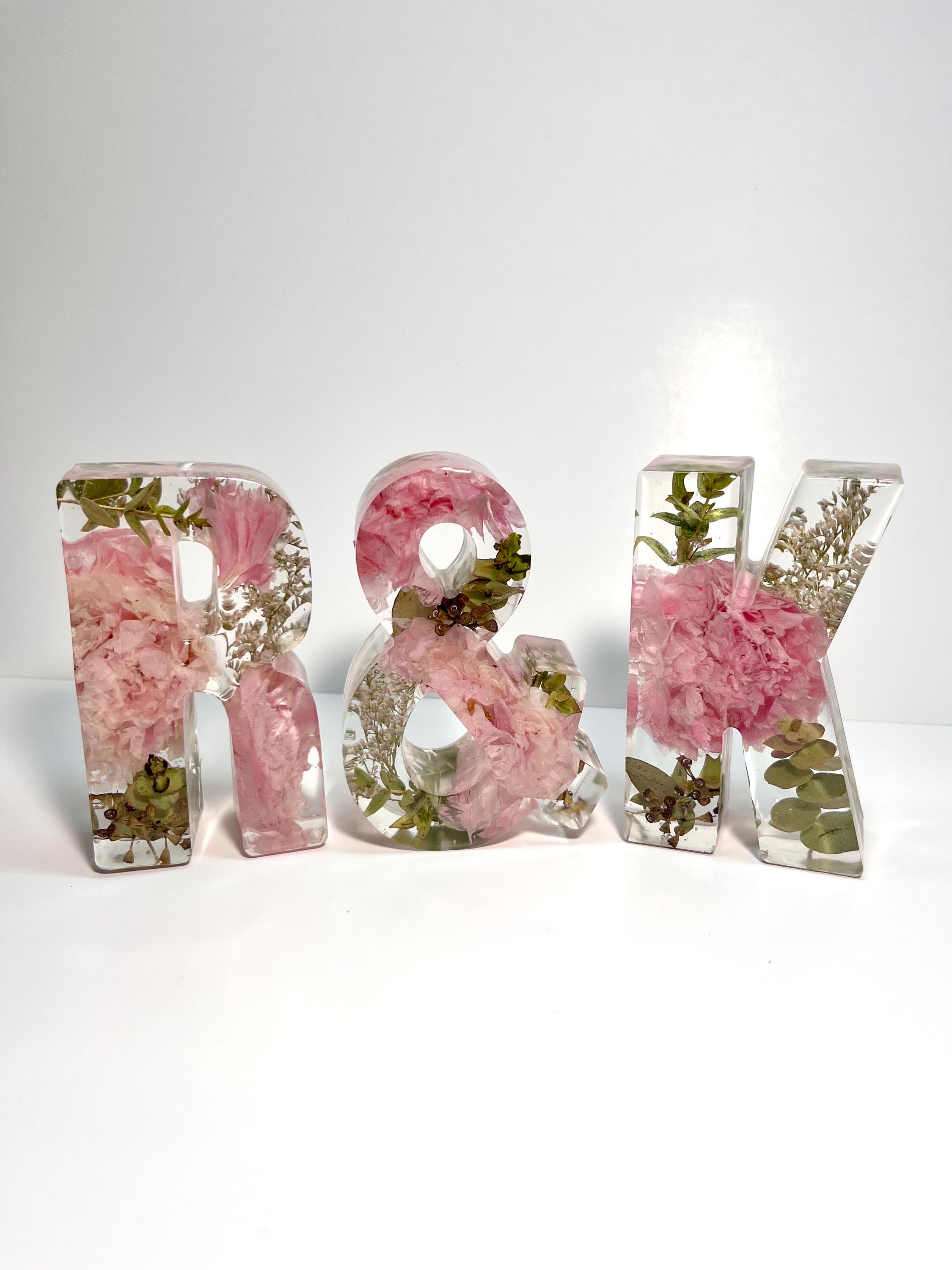 Resin Letters Roses Custom, Resin, Art, 4.5” Letters, Alphabet, Preserved Flowers, Flowers ...