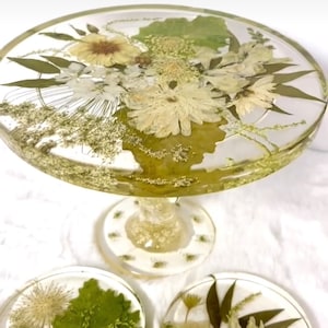 Custom, Resin, Cake Stand, Preserved Flowers, Flowers, Wedding, Bride, Bouquet, Home, Decor, Gift, Birthday, Personalized