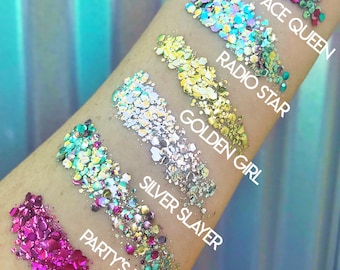 生分解性グリッターセット – 6色、環境に優しいフェイス＆ボディグリッター