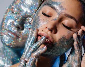 Holografiskt bioglitter, veganskt miljövänligt ansikts- och kroppsglitter