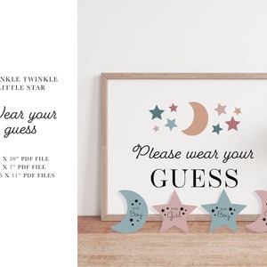 Wear Your Guess, Boy or Girl,  PDF Instant Download, Twinkle Twinkle Little Star How We Wonder What You Are, Gender Reveal Party 002
