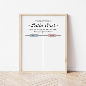 Twinkle Twinkle Little Star How We Wonder What You Are, Poster, Mark your guesses, PDF Download, Boy or Girl, Gender Reveal Party 002
