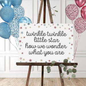 Twinkle Twinkle Little Star How We Wonder What You Are Gender Reveal Poster, PDF Instant Download, Baby Shower Party 032