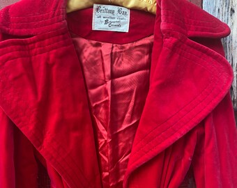 1960's/70's Vintage Cotton Cherry Red Velvet Trenchcoat - Etsy 1960's/70's Vintage Cotton Cherry Red Velvet Trenchcoat - Etsy