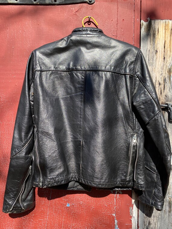 Vintage 60's Cafe Racer Moto Leather Jacket Women… - image 4