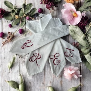 Servilletas de algodón personalizadas con monograma, de lujo, únicas, para bodas, bautizos, aniversarios, servilletas personalizadas, decoración de mesas especiales
