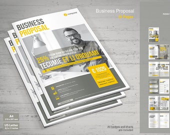 Modèle d'impression de proposition | Brochure | Modèle InDesign | Accents jaunes