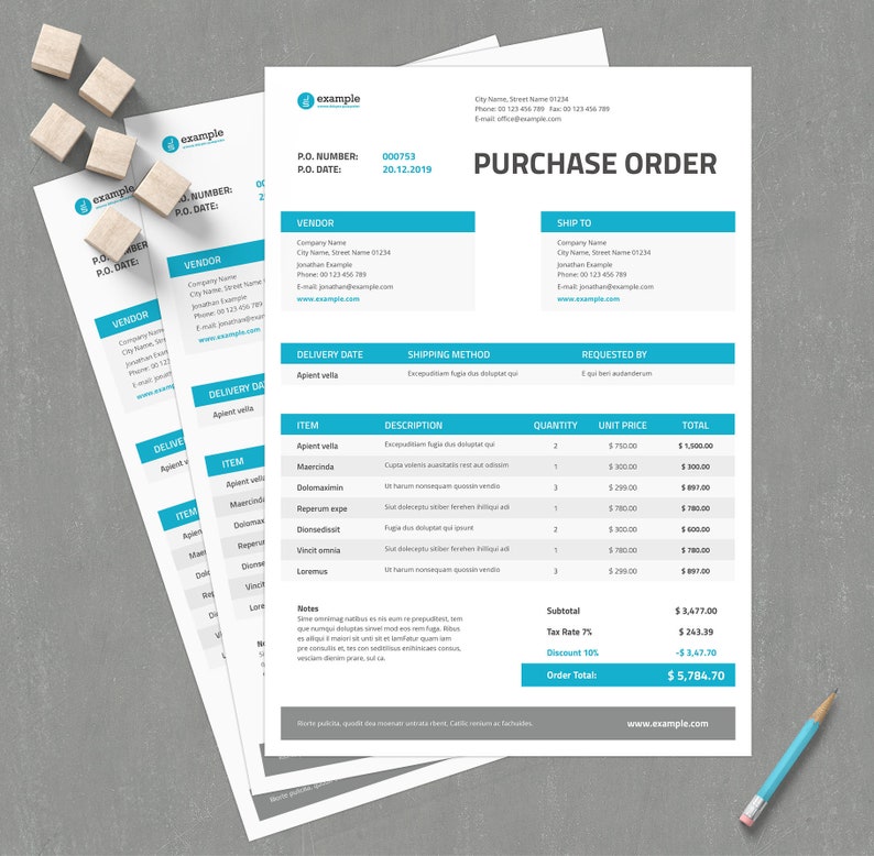 Purchase Order | Indesign Template | Purchase Template - Etsy