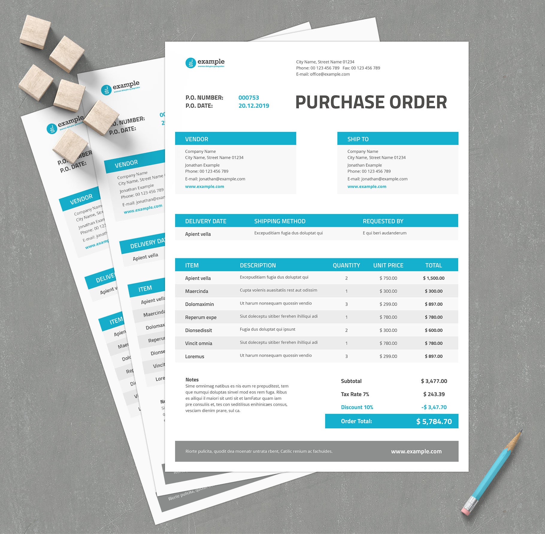 Purchase Order | Indesign Template | Purchase Template - Etsy