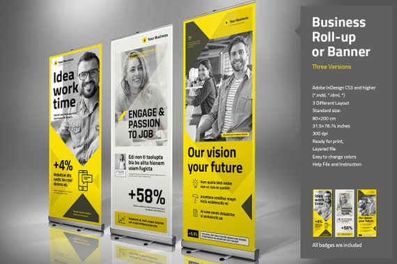 Business Roll Up Banner Indesign Template Etsy