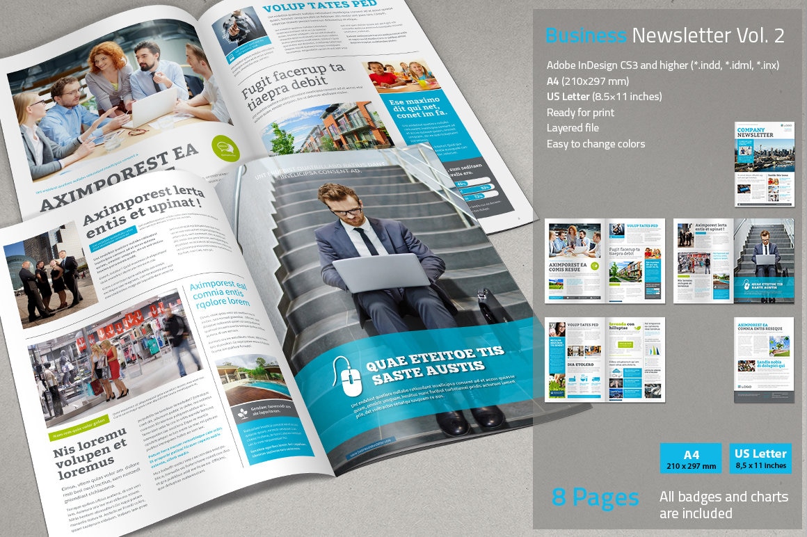 Business Newsletter Print Template | Indesign Template - Etsy