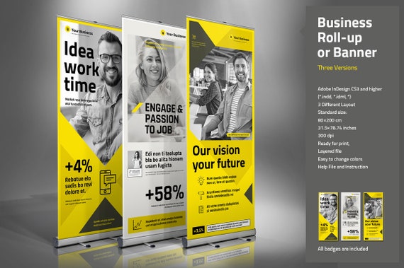 Business Roll Up Banner Indesign Vorlage Etsy