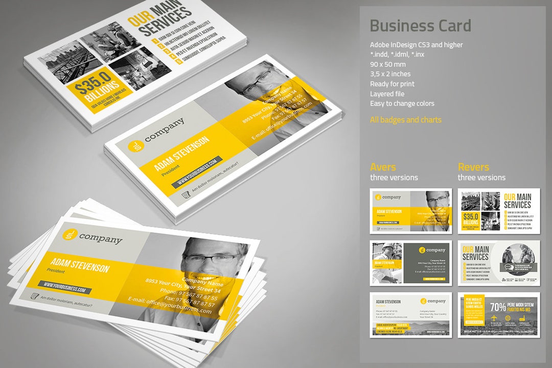 Business Cards Indesign Template Etsy