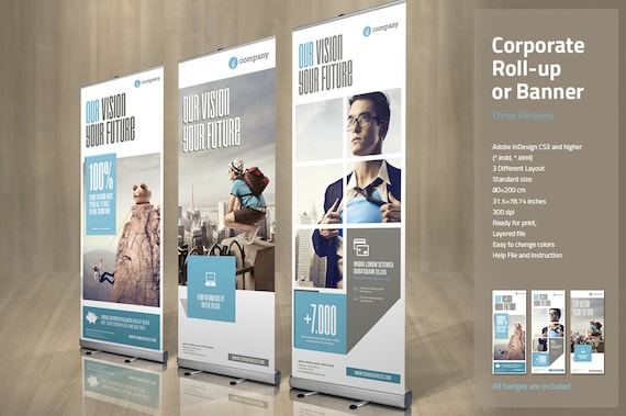 Business Roll Up Banner Indesign Vorlage Etsy