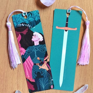 Beautiful Lady and Knight Sword Bookmark with Tassel