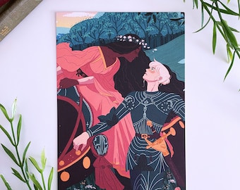 La Belle Dame Sans Merci 4x6 Print: Lady and Knight Wall Art
