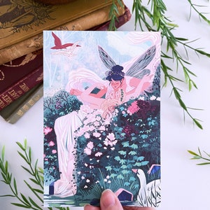Mini Print - Two Fairies Embracing  | Original Art, Drawing, Wall Art