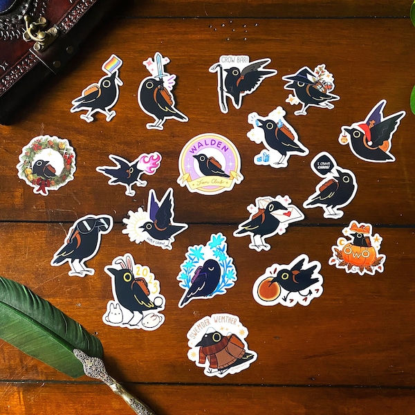 Walden the Crow Vinyl Stickers 2023 Edition - Waterproof Glossy Laptop Decals