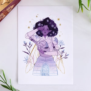 Mini Print - The Aster Knight  | Original Art, Drawing, Wall Art