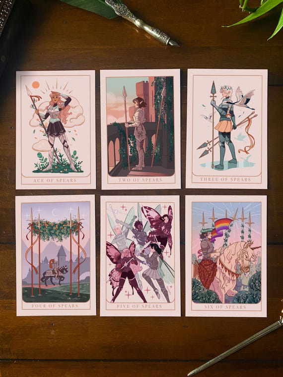 Knight's Tarot 4x6 Print: Suit of Spears Art Card - Etsy