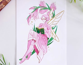 Mini Print - Gladiolus Knight | Original Art, Drawing, Wall Art, Christmas, Holiday