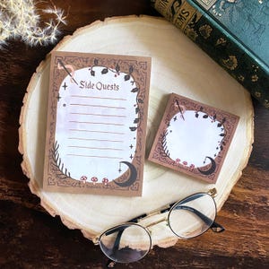 Notatnik 4x6" z serii Side Quest i 3" karteczki samoprzylepne | Artykuły piśmiennicze, prezent dla miłośnika fantasy