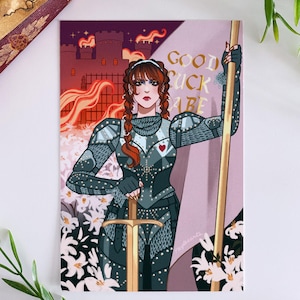 Mini impresión - Roan d'Aubigny / Arte original, dibujo, arte mural, Juana de Arco