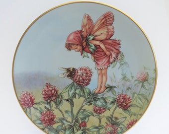 Red Clover Fairy plate vintage Flower Fairy plate from Gresham's The Flower Fairies Year Collection, illustrations of Cicely M Barker.