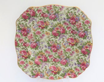 Royal Winton Grimwades Summertime Chintz display plate, limited edition commission for Compton and Woodhouse 1985, using 1932 chintz pattern