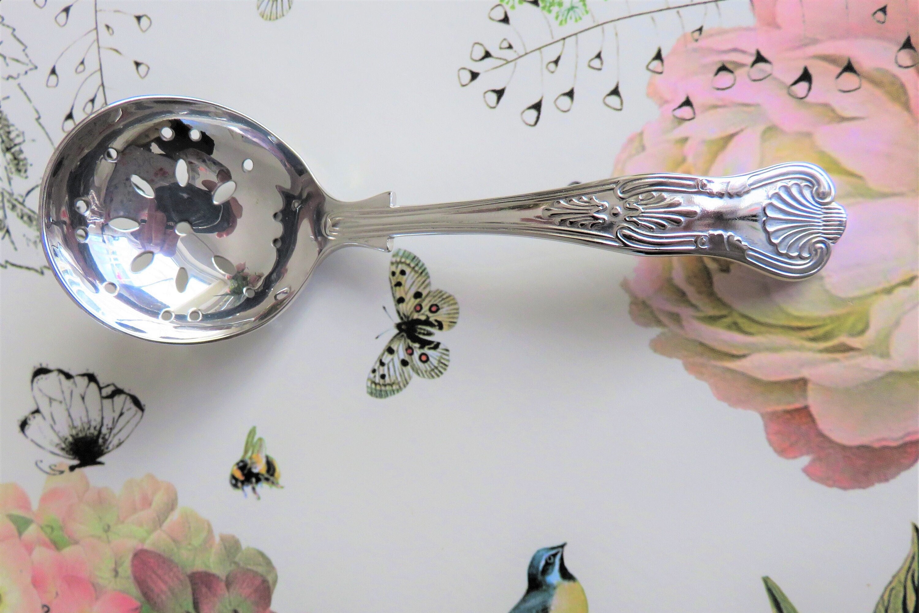 Vintage Sugar Sifter Spoon, Silver Plated With Kings Pattern