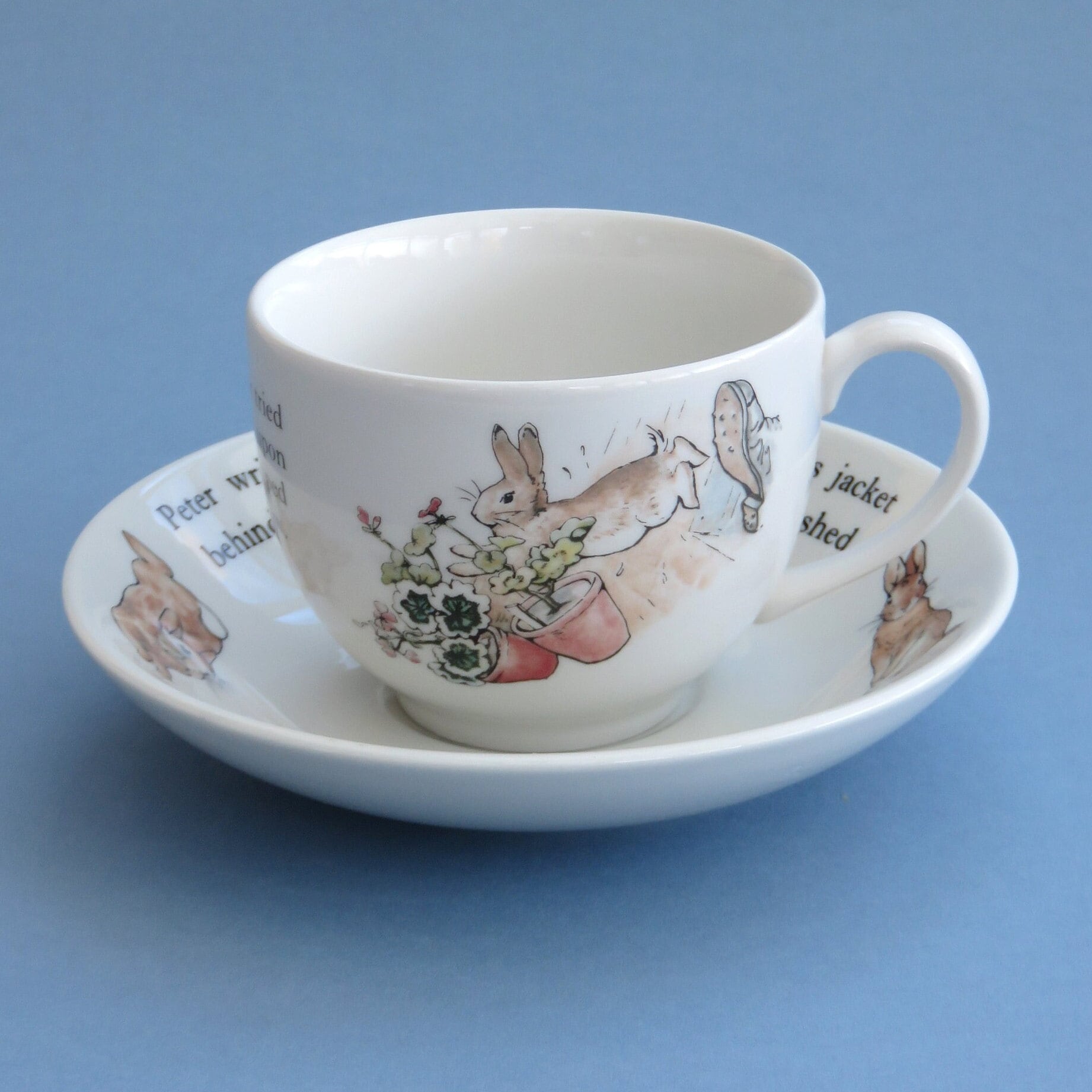Vintage Peter Rabbit Teacup and Saucer, Wedgwood Fine Bone China