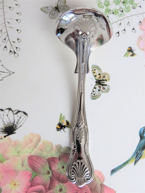 Vintage Sugar Sifter Spoon, Silver Plated With Kings Pattern
