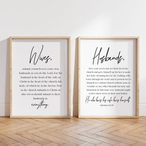 Ephesians 5:22-28 NIV, Bible Verse Wall Art, Christian Marriage, Wedding Gift, Christian Anniversary, Marriage Scripture Wall Art