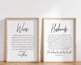 Ephesians 5:22-28 NIV, Bible Verse Wall Art, Christian Marriage, Wedding Gift, Christian Anniversary, Marriage Scripture Wall Art