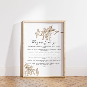 The Serenity Prayer, Christian Digital Print Wall Art, Inspirational Saying, Prayer for Peace and Positivity, Printable Christian Sayings