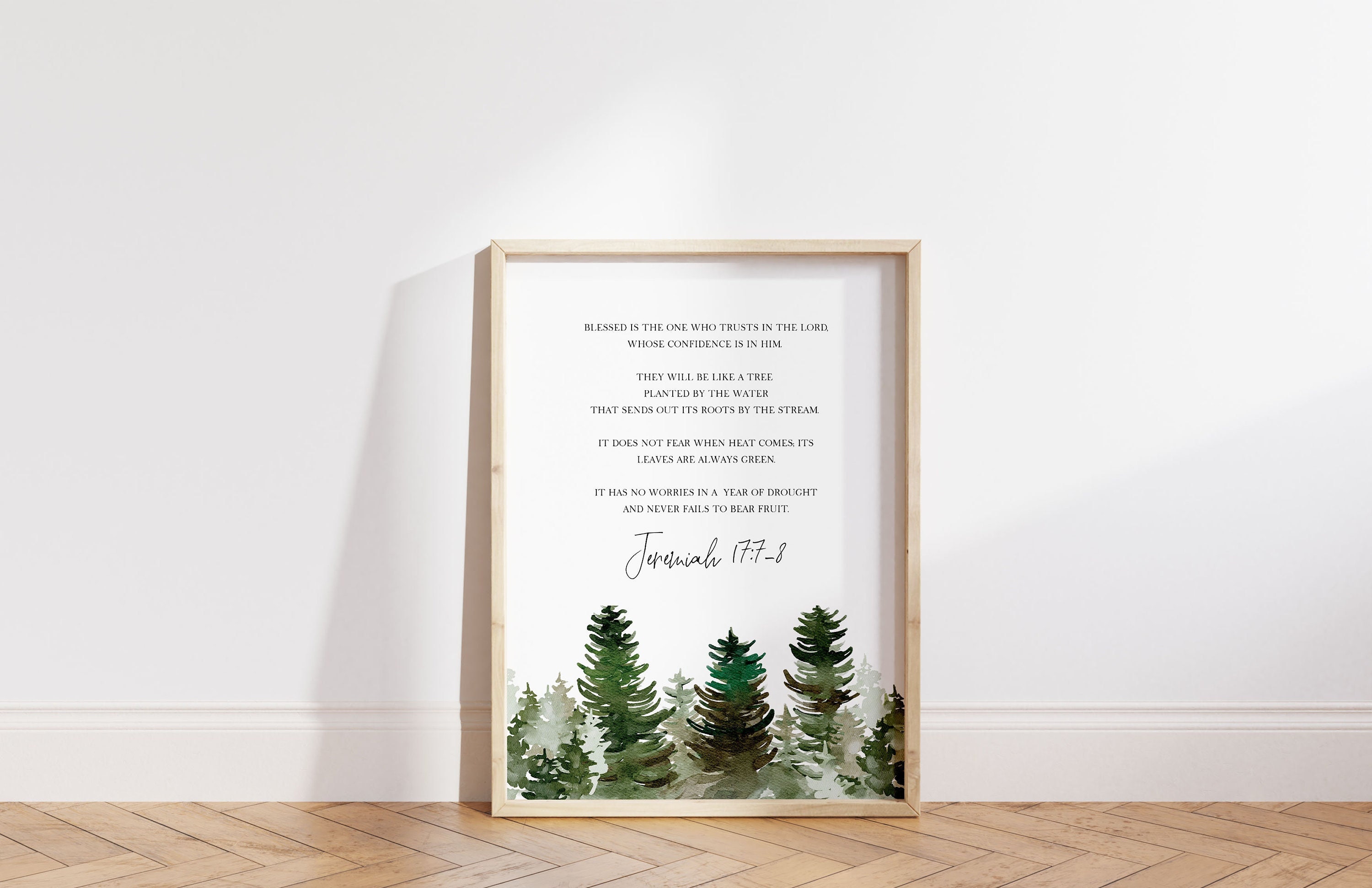Jérémie 17:7-8 NIV, impression numérique des Écritures, décoration chrétienne de la maison, art mural en vers bibliques pour la motivation et l’inspiration, décor de chambre et de dortoir