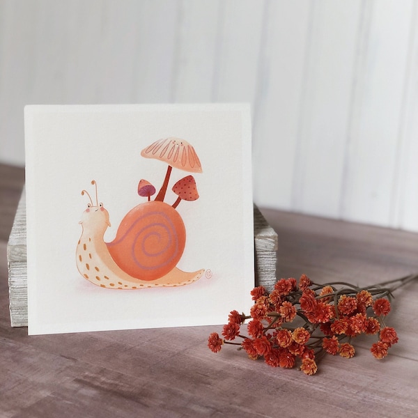 Happy Snail - 5x5 Inch - Art Print