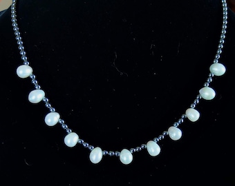 Pearl necklace, freshwater pearls, handmade jewelry