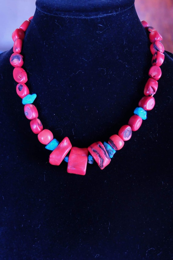 Coral necklace, genuine natural coral beads