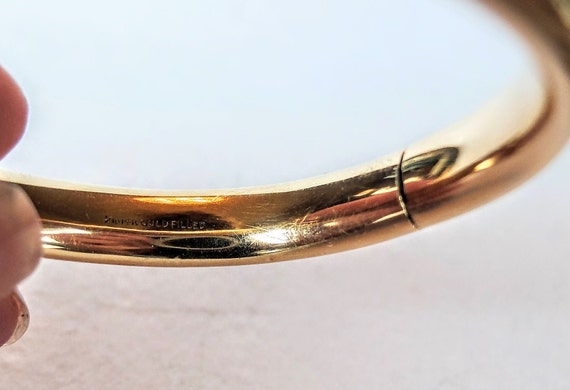 Yellow gold bangle bracelet, vintage, 14K G.F. - image 3