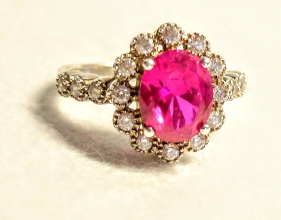 Ruby ring, sterling silver ring, halo ring - image 4
