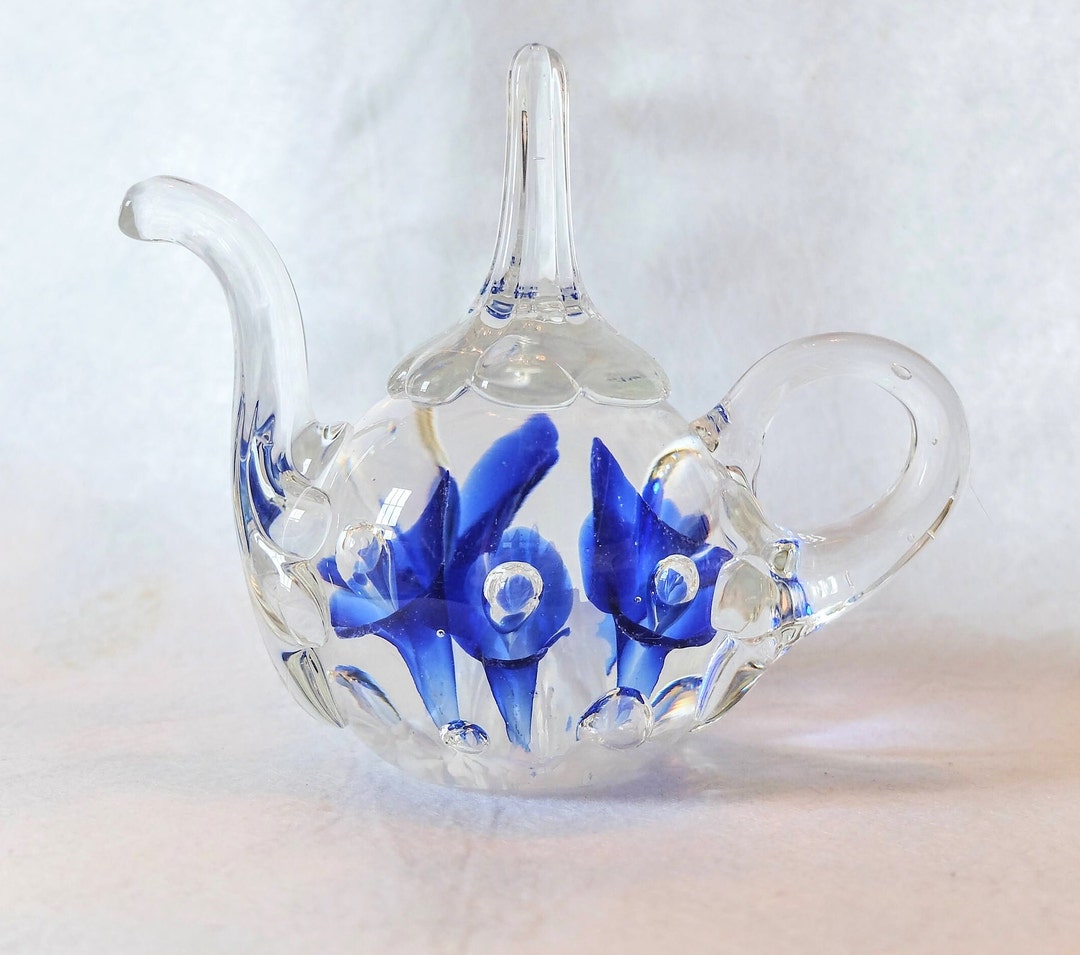 Vintage Glass Teapot Paperweight Etsy