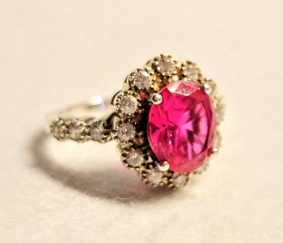 Ruby ring, sterling silver ring, halo ring - image 7