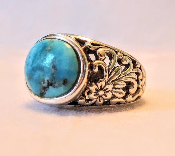 Vintage genuine turquoise sterling silver ring