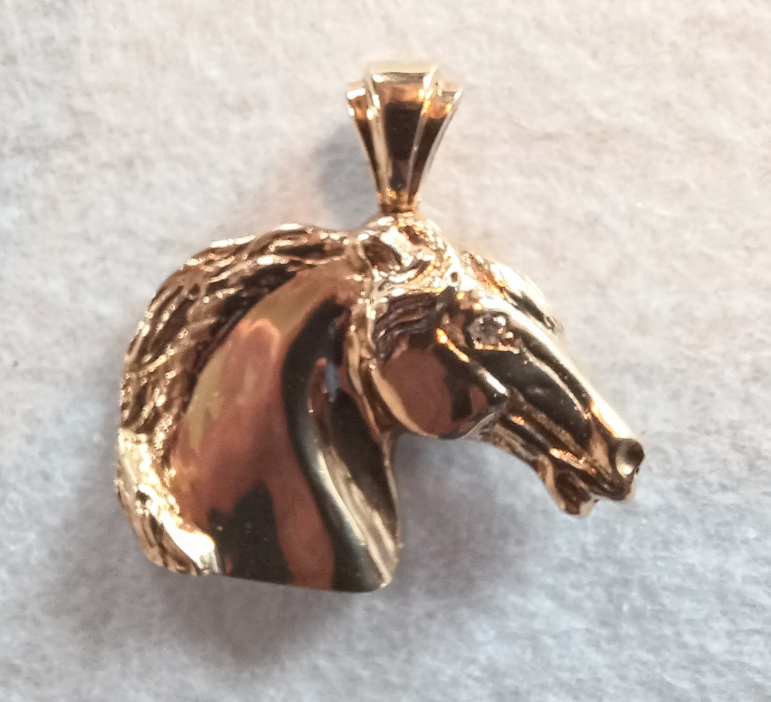 14K gold horse pendant with diamond artist signed jewelry Etsy