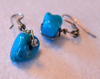 Vintage sterling silver earrings, turquoise earrings, dangle earrings