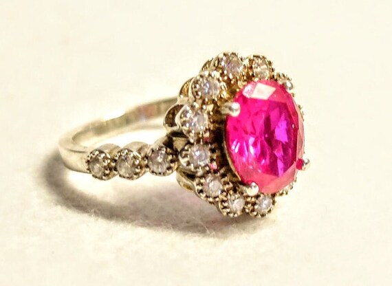 Ruby ring, sterling silver ring, halo ring - image 3
